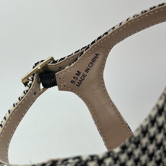 Betsey Johnson Shoes Womens Size 9.5M Black White Houndstooth Melanni Heels‎ Bow - Picture 4 of 13
